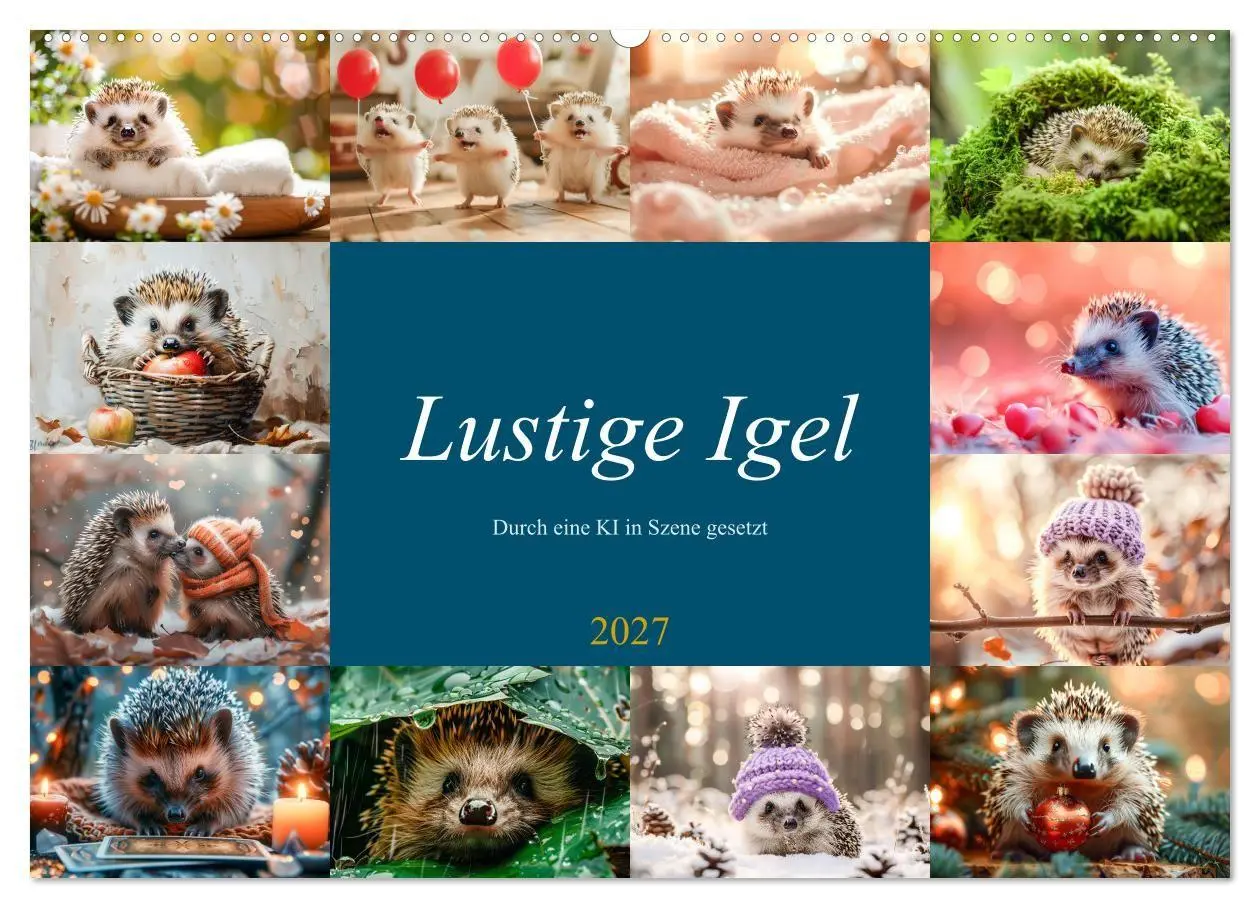 Cover: 9783569128552 | Lustige Igel (Wandkalender 2027 DIN A2 quer), CALVENDO Monatskalender