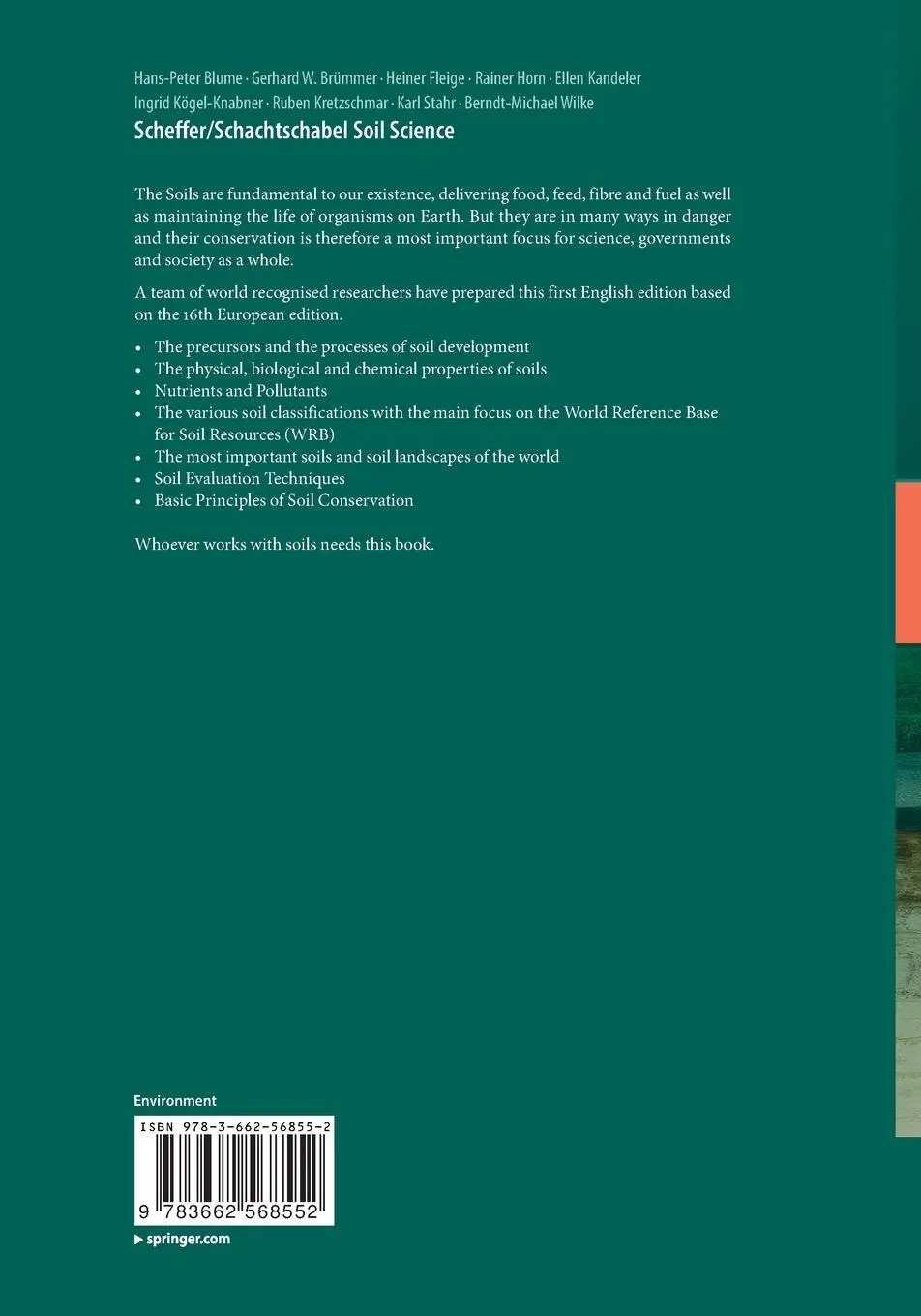 Rückseite: 9783662568552 | Scheffer/Schachtschabel Soil Science | Hans-Peter Blume (u. a.) | Buch