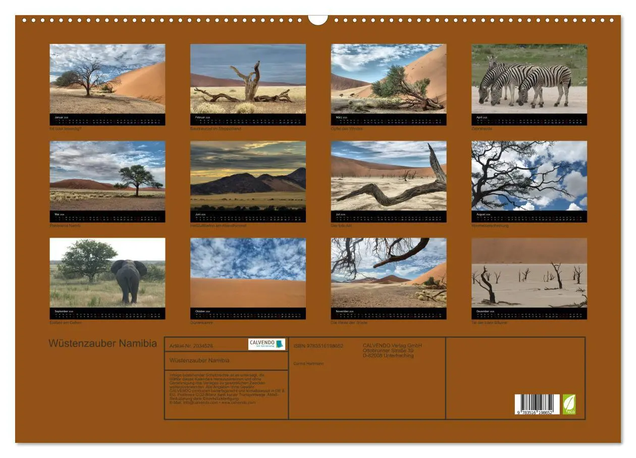 Bild: 9783516198652 | Wüstenzauber Namibia (Wandkalender 2026 DIN A2 quer), CALVENDO...