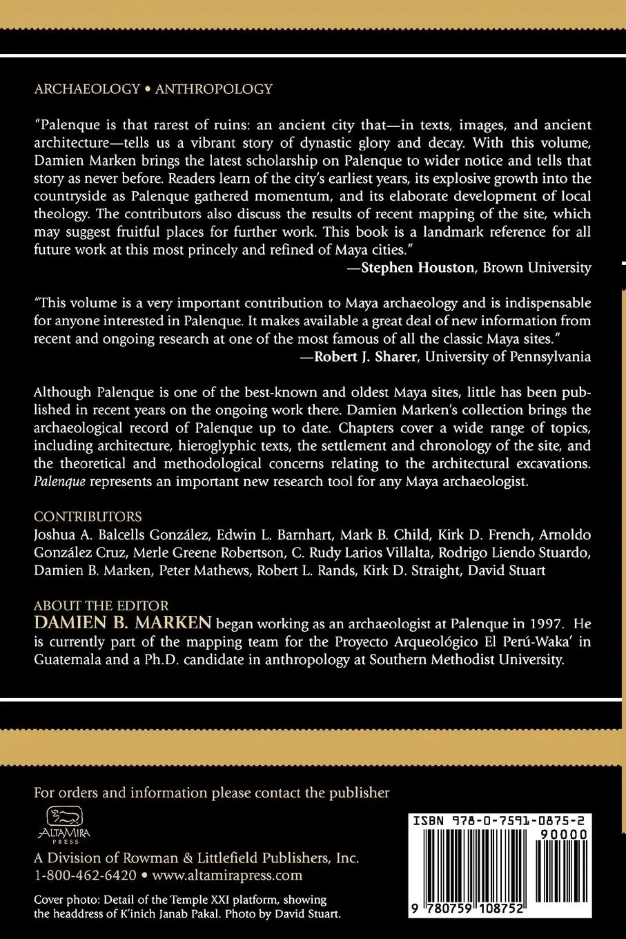 Rückseite: 9780759108752 | Palenque | Recent Investigations at the Classic Maya Center | Marken