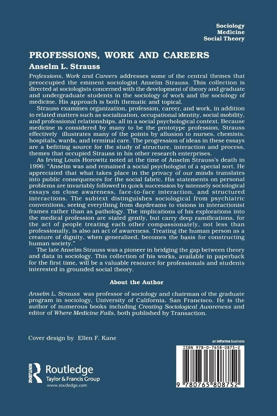 Rückseite: 9780765808752 | Professions, Work and Careers | Anselm L. Strauss | Taschenbuch | 2001