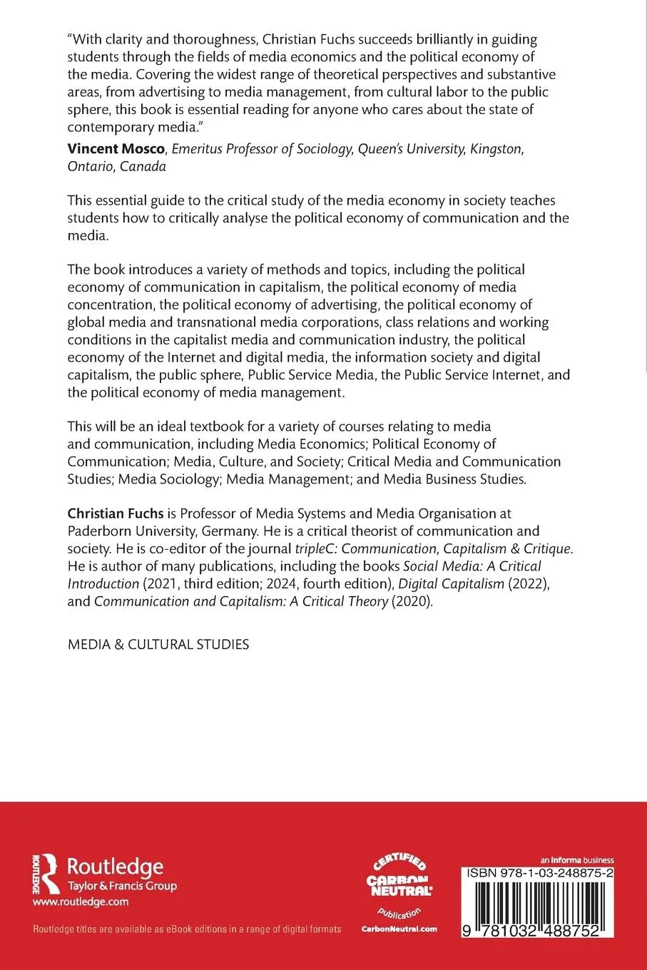 Rückseite: 9781032488752 | Media, Economy and Society | A Critical Introduction | Christian Fuchs