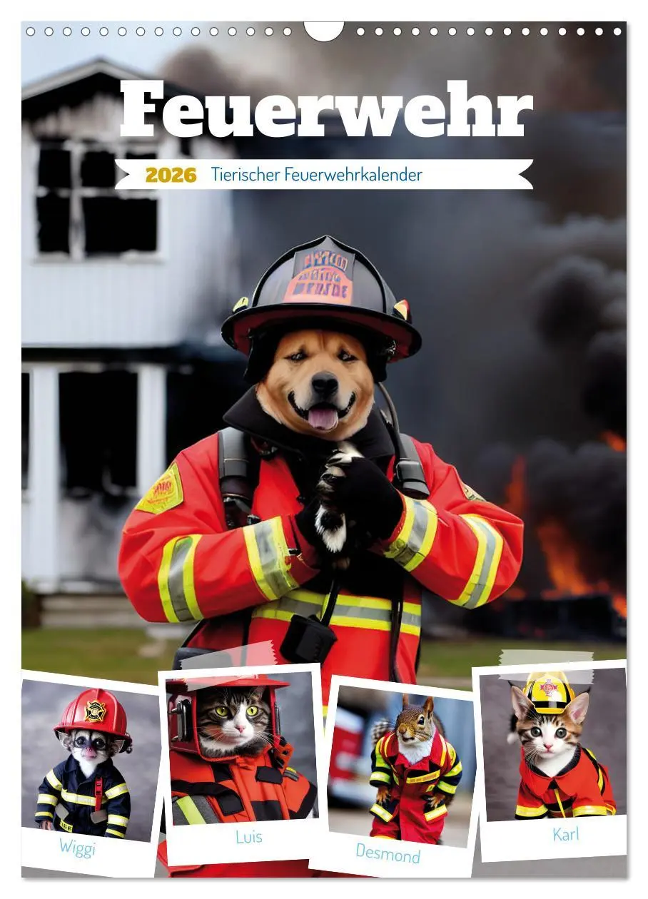 Cover: 9783516328752 | Feuerwehr - Tierischer Feuerwehrkalender (Wandkalender 2026 DIN A3...