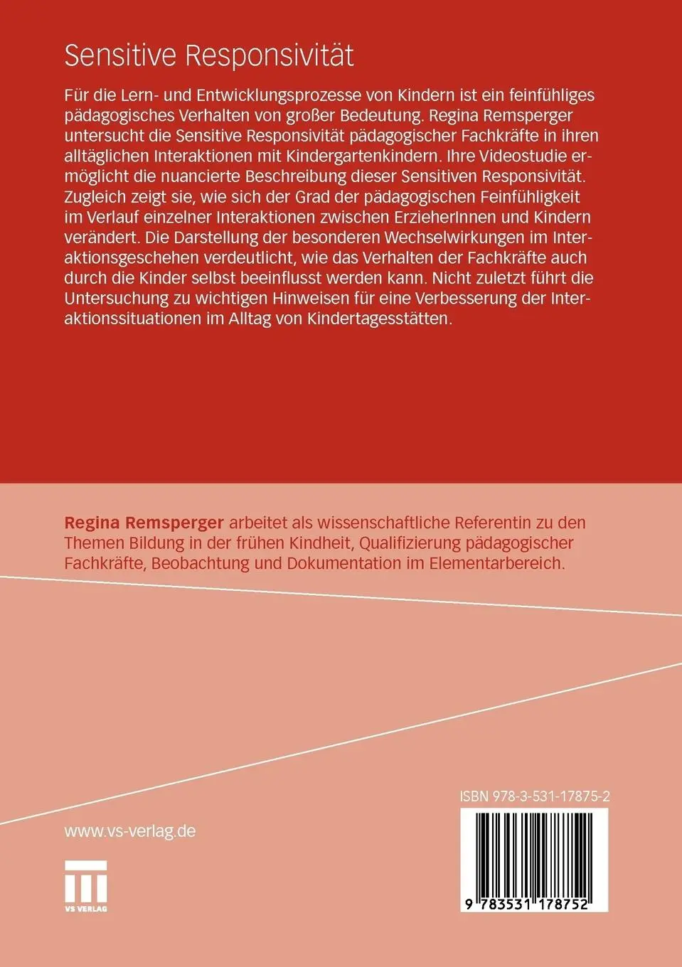 Rückseite: 9783531178752 | Sensitive Responsivität | Regina Remsperger | Taschenbuch | 320 S.