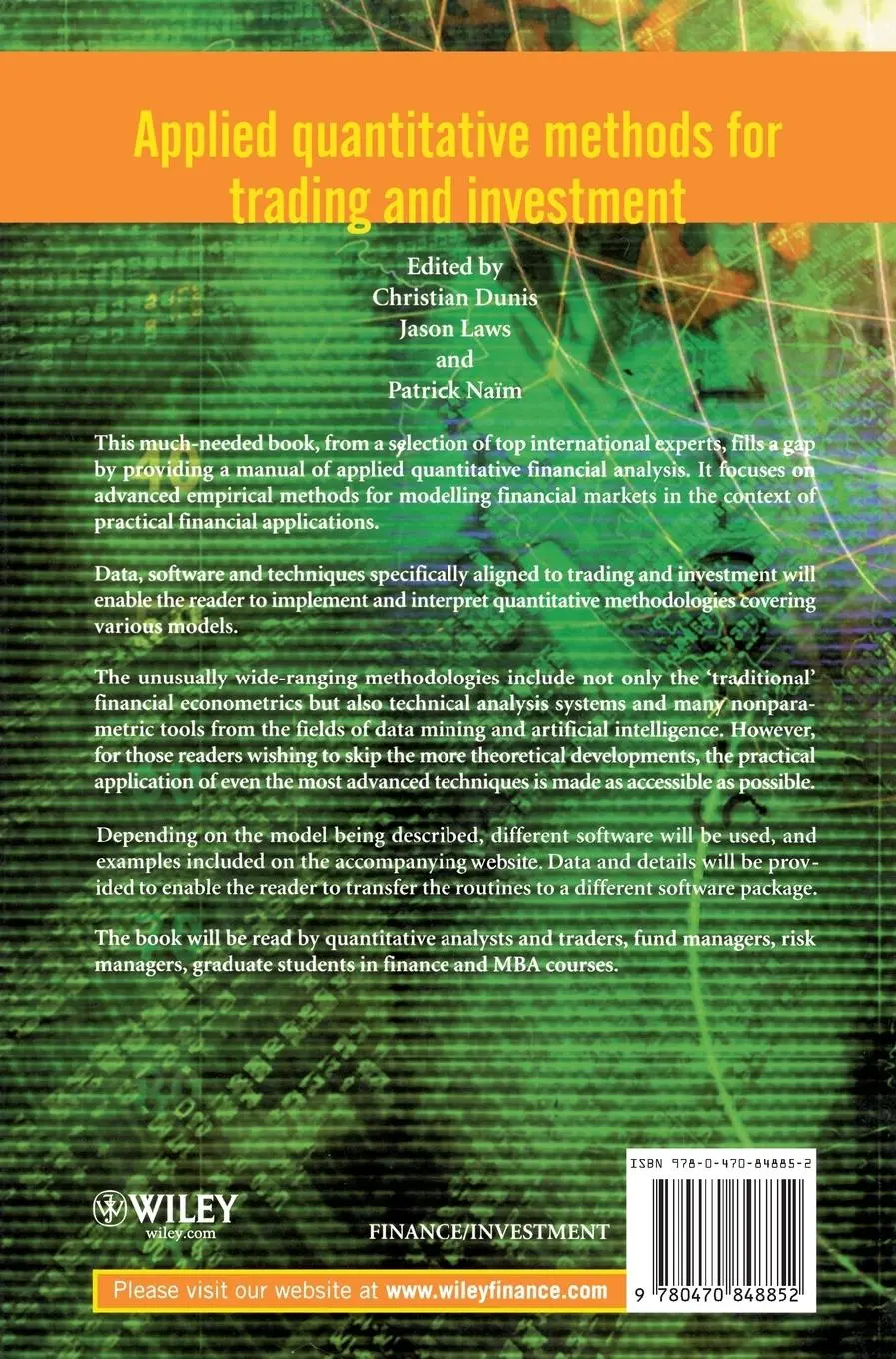 Rückseite: 9780470848852 | Applied Quantitative Methods for Trading and Investment | Taschenbuch