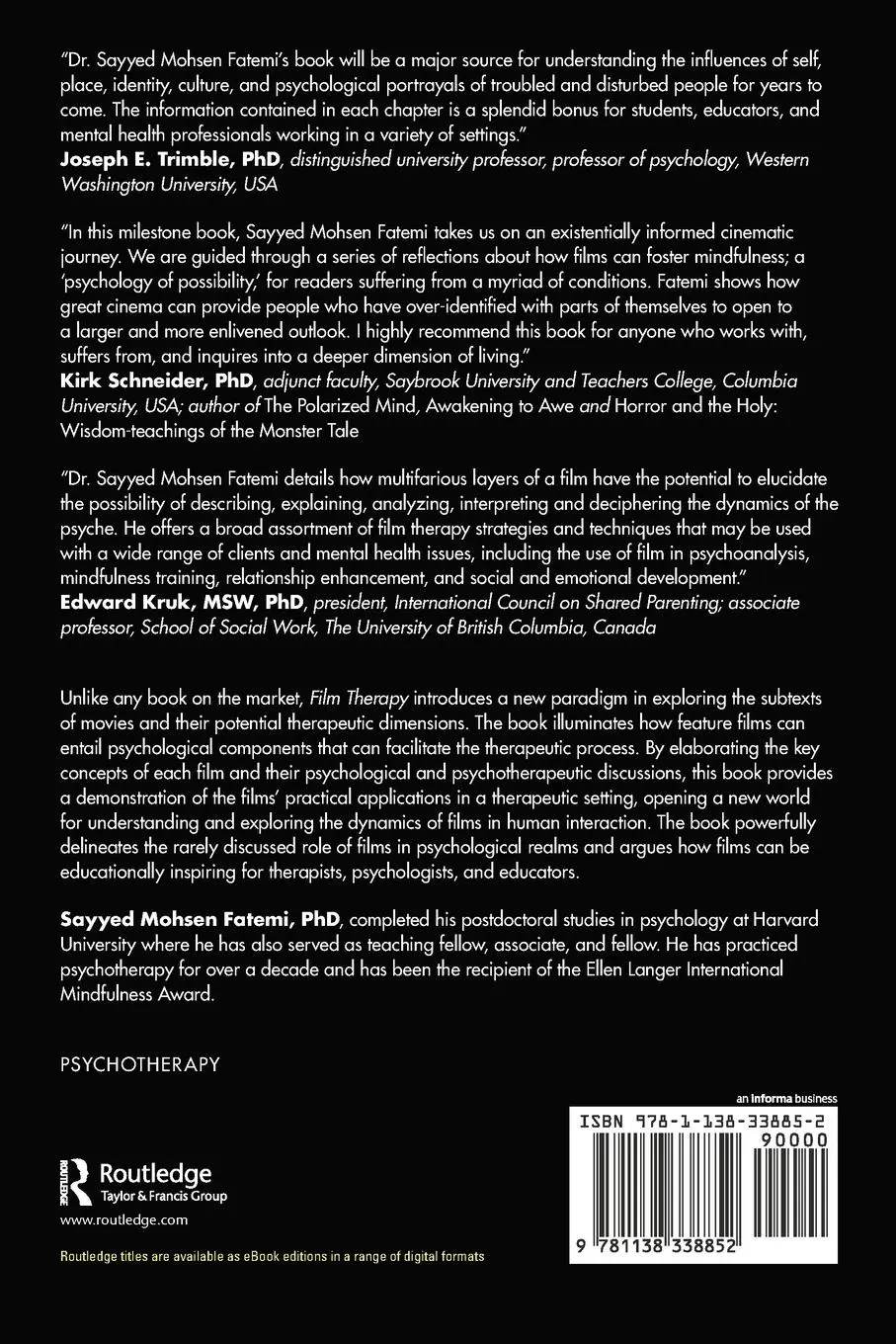 Rückseite: 9781138338852 | Film Therapy | Practical Applications in a Psychotherapeutic Context