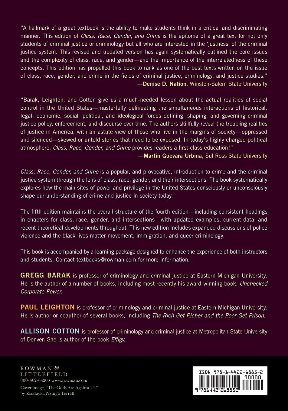 Rückseite: 9781442268852 | Class, Race, Gender, and Crime | Gregg Barak (u. a.) | Taschenbuch