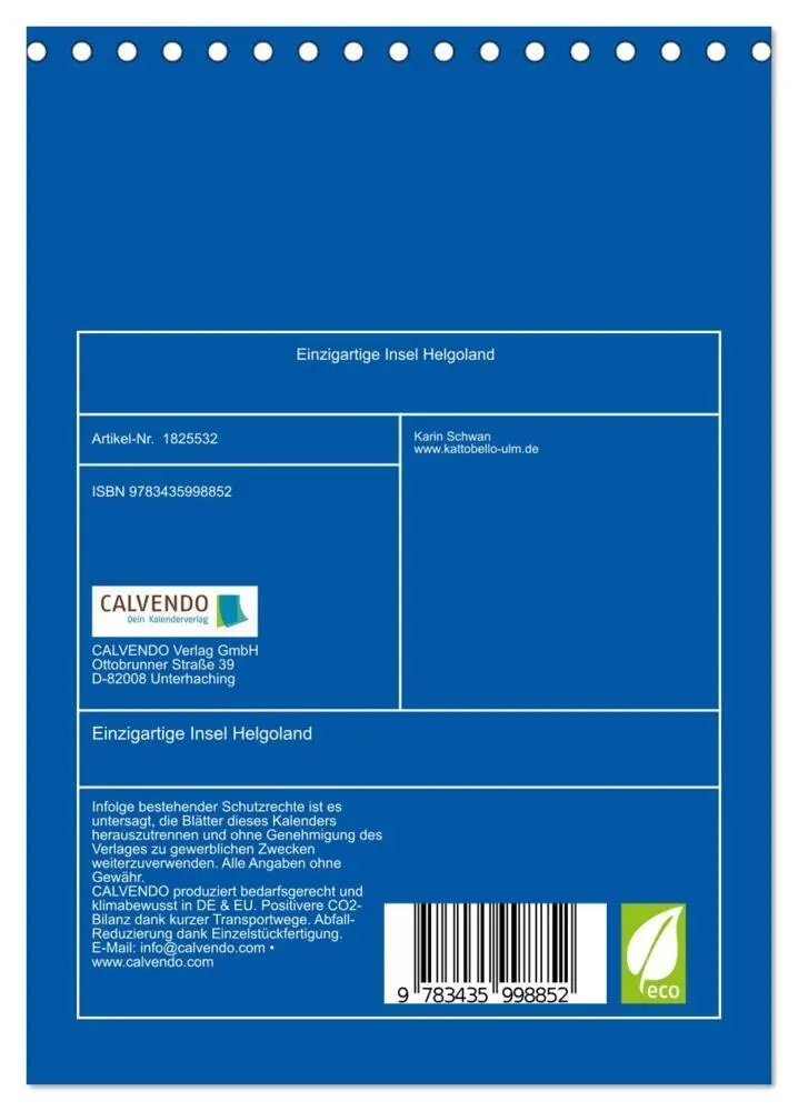 Bild: 9783435998852 | Einzigartige Insel Helgoland (Tischkalender 2025 DIN A5 hoch),...