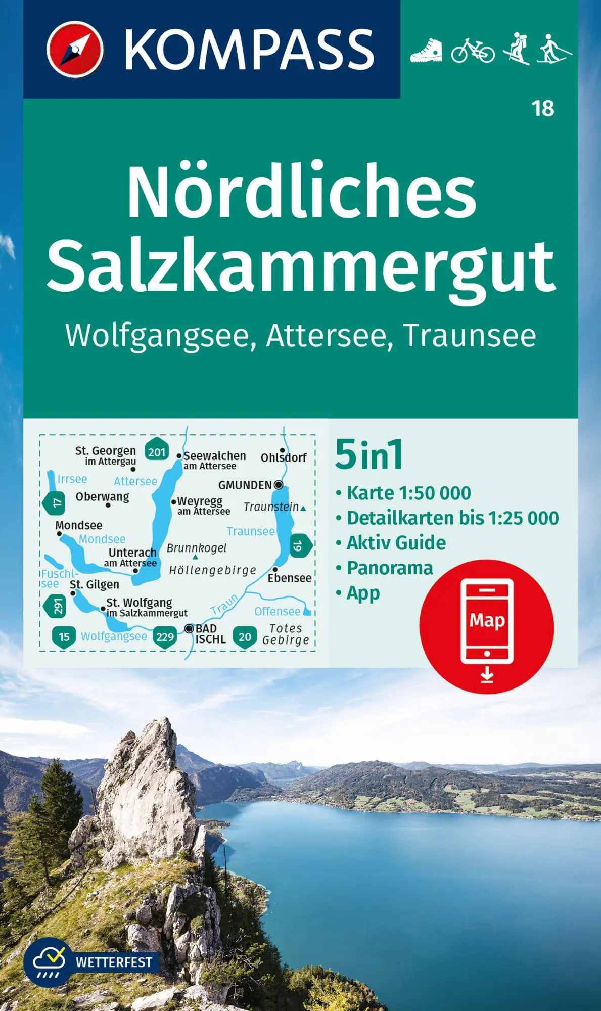 Cover: 9783991218852 | KOMPASS Wanderkarte 18 Nördliches Salzkammergut, Wolfgangsee,...