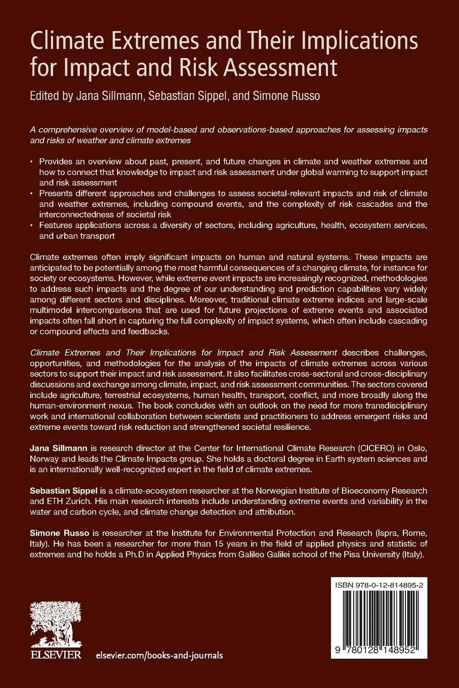 Rückseite: 9780128148952 | Climate Extremes and Their Implications for Impact and Risk Assessment