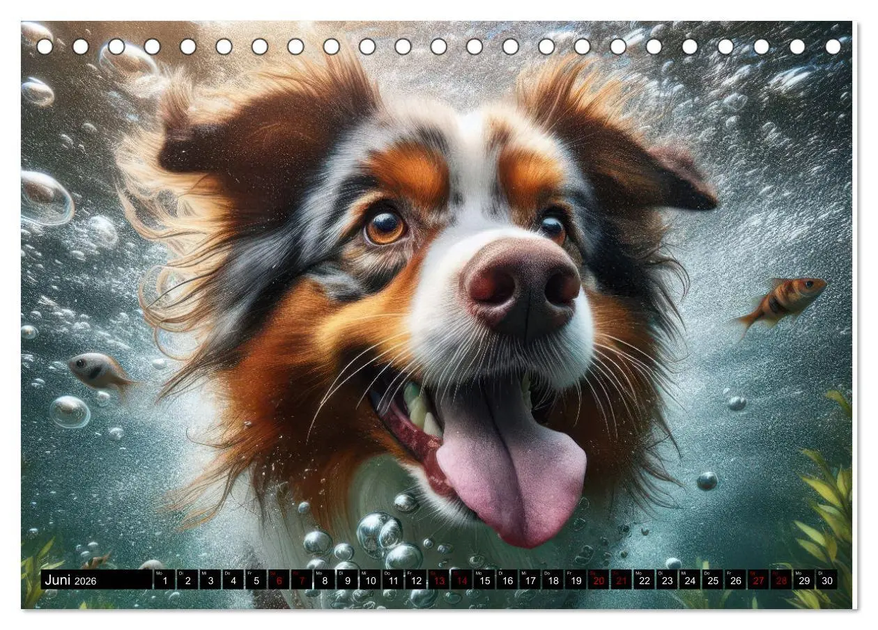 Bild: 9783457388952 | Badespaß - Hunde unter Wasser (Tischkalender 2026 DIN A5 quer),...