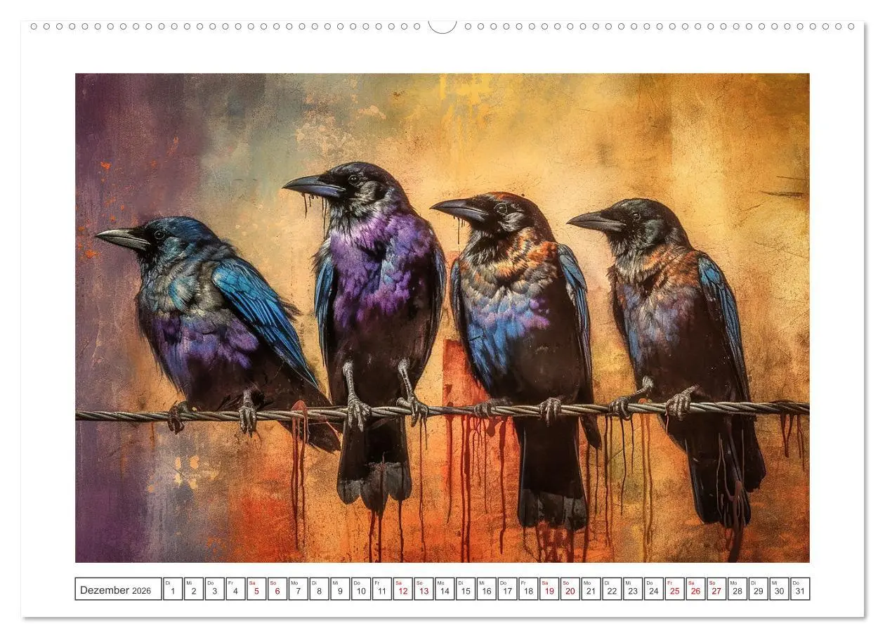 Bild: 9783457528952 | Kunstvolle Vögel (Wandkalender 2026 DIN A2 quer), CALVENDO...