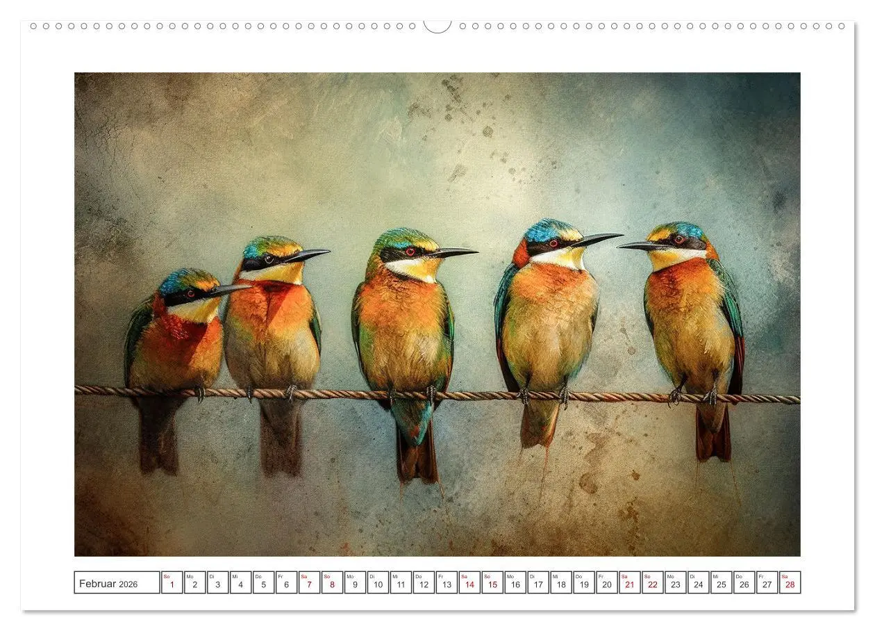 Bild: 9783457528952 | Kunstvolle Vögel (Wandkalender 2026 DIN A2 quer), CALVENDO...