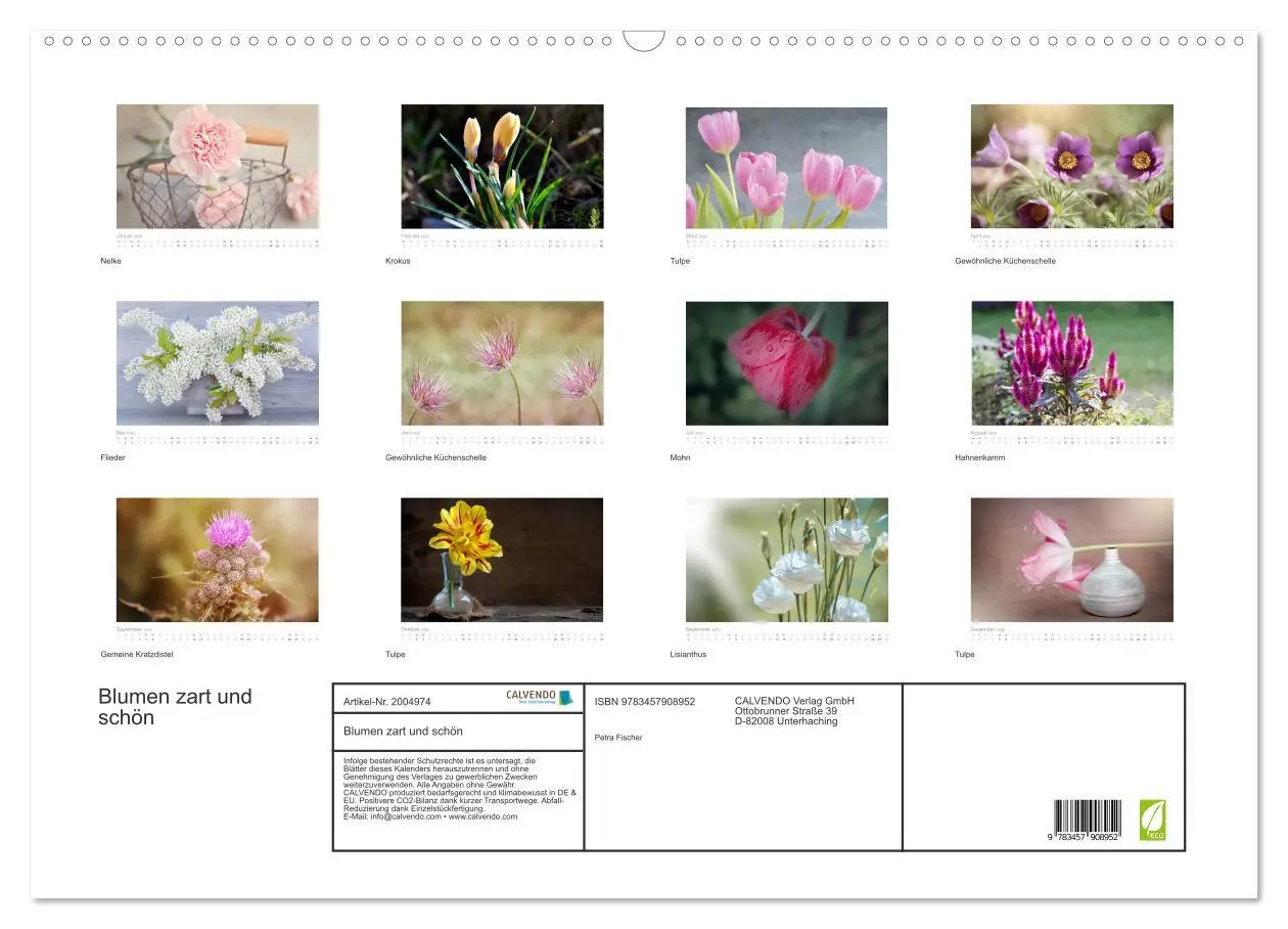 Bild: 9783457908952 | Blumen zart und schön (Wandkalender 2026 DIN A2 quer), CALVENDO...