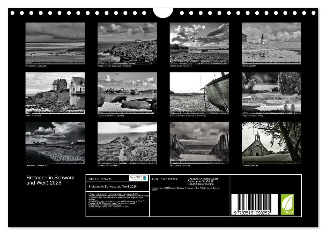 Bild: 9783516098952 | Bretagne in Schwarz und Weiß 2026 (Wandkalender 2026 DIN A4 quer),...