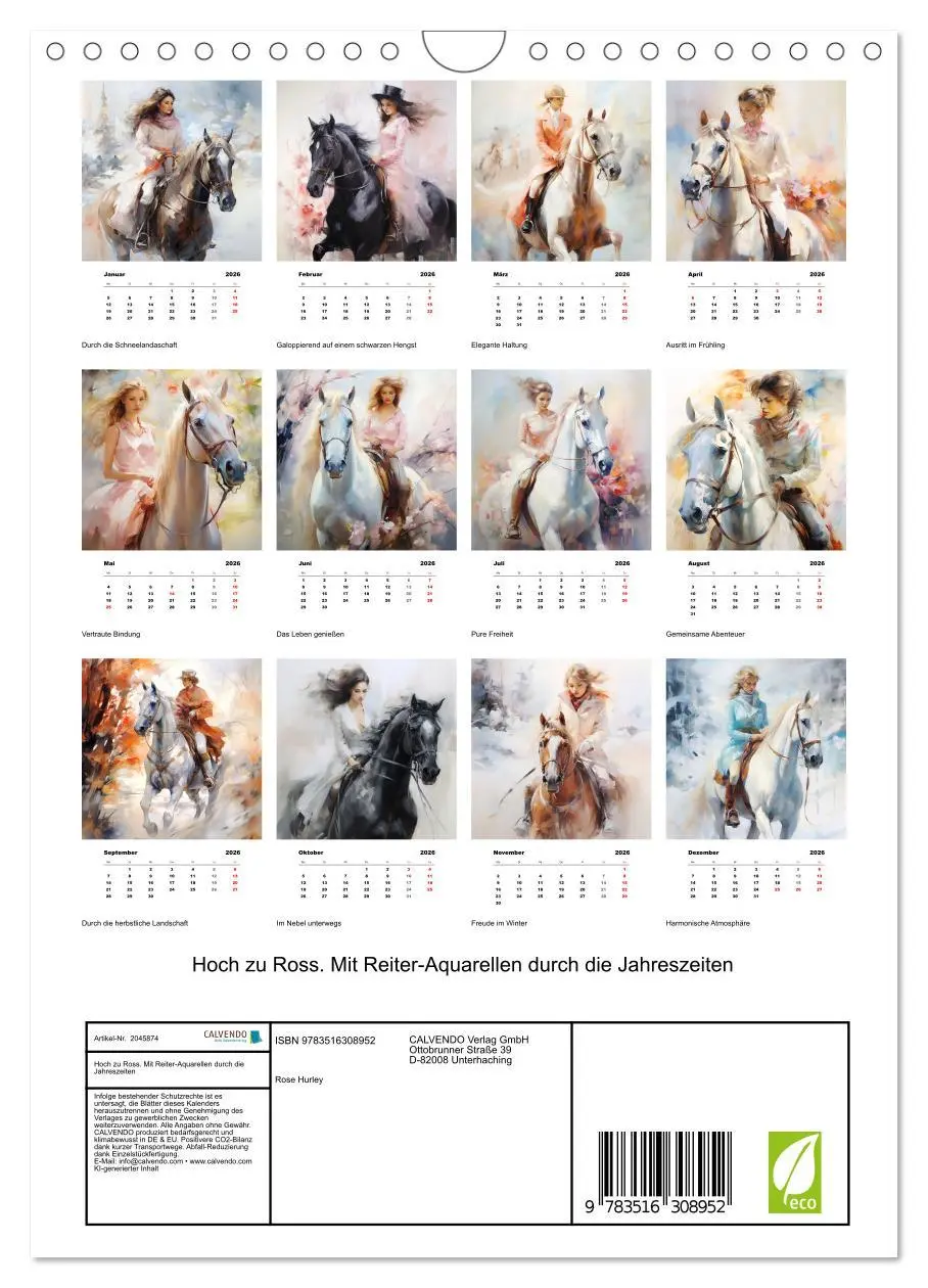Bild: 9783516308952 | Hoch zu Ross. Mit Reiter-Aquarellen durch die Jahreszeiten...