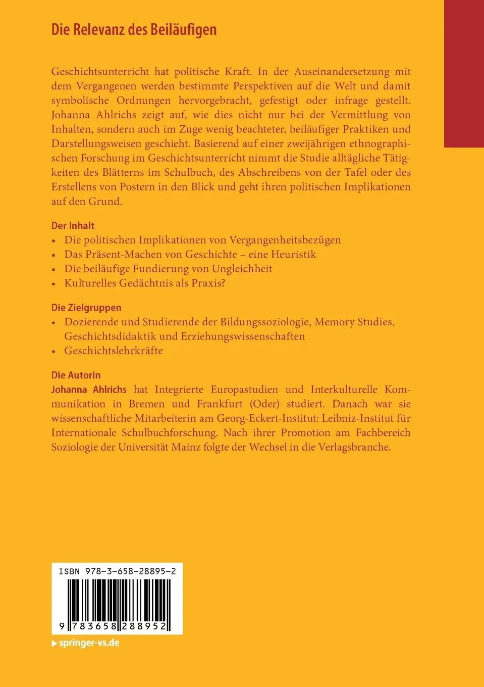 Rückseite: 9783658288952 | Die Relevanz des Beiläufigen | Johanna Ahlrichs | Taschenbuch | xi