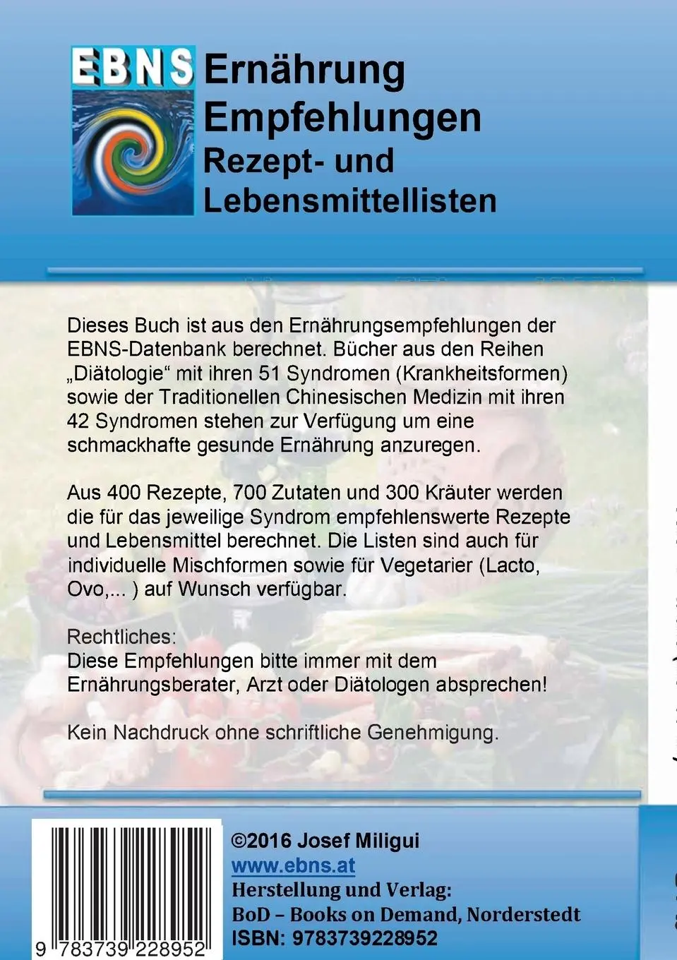 Rückseite: 9783739228952 | Ernährung bei Colon irritabile (Reizdarm) | Josef Miligui | Buch
