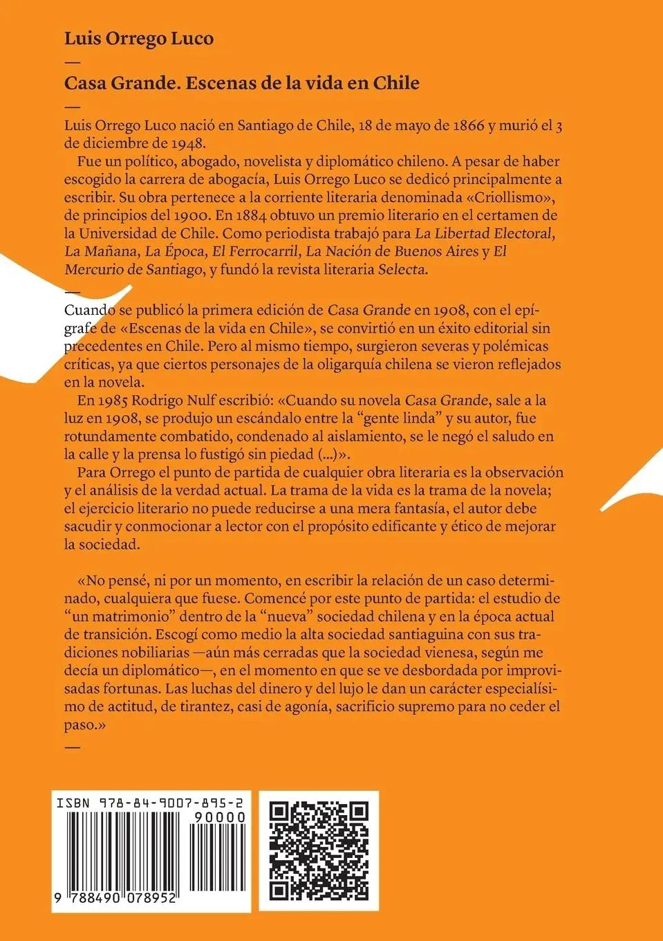 Rückseite: 9788490078952 | Casa Grande | Luis Orrego Luco | Taschenbuch | Kartoniert / Broschiert