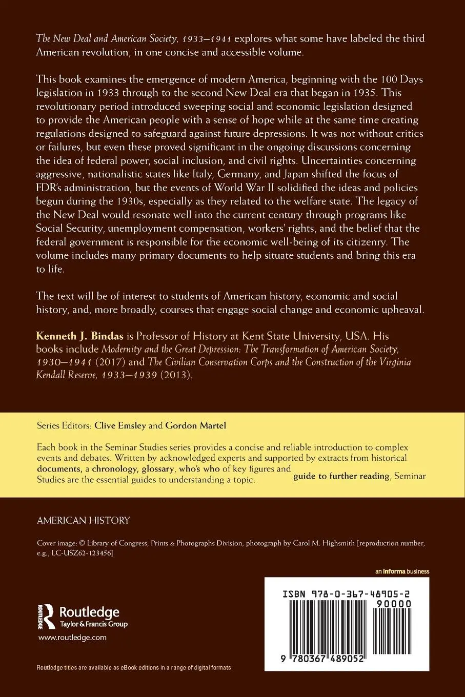 Rückseite: 9780367489052 | The New Deal and American Society, 1933-1941 | Kenneth J. Bindas