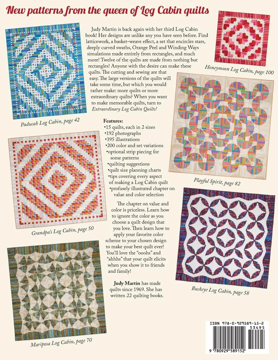 Rückseite: 9780929589152 | Extraordinary Log Cabin Quilts - Print-On-Demand Edition | Judy Martin