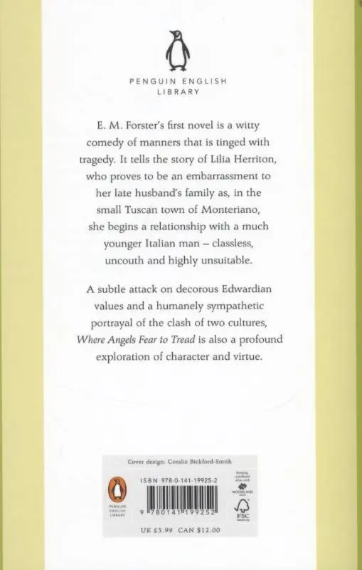 Rückseite: 9780141199252 | Where Angels Fear to Tread | E. M. Forster | Taschenbuch | 176 S.