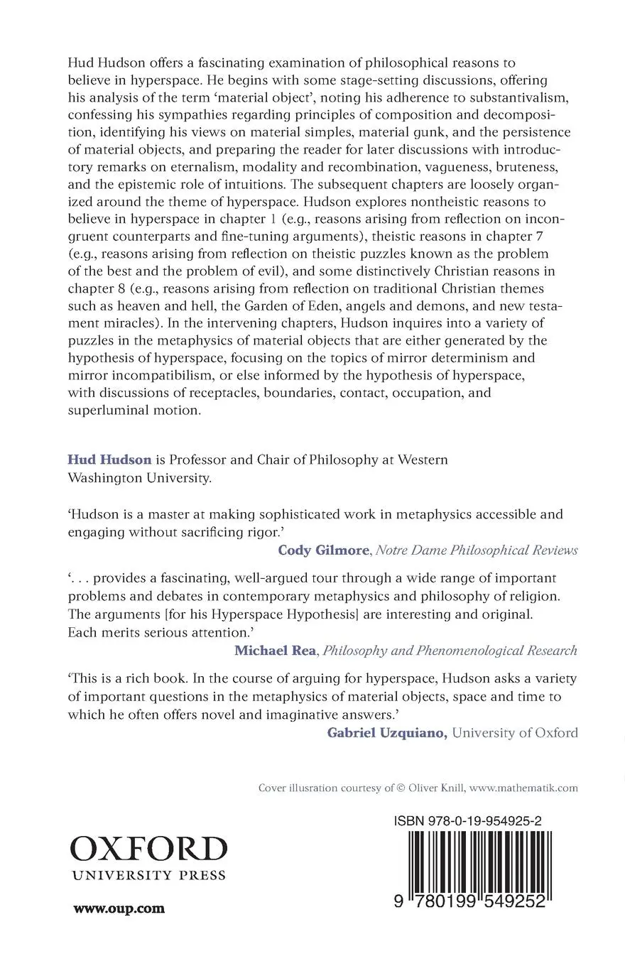 Rückseite: 9780199549252 | The Metaphysics of Hyperspace | Hud Hudson | Taschenbuch | Englisch