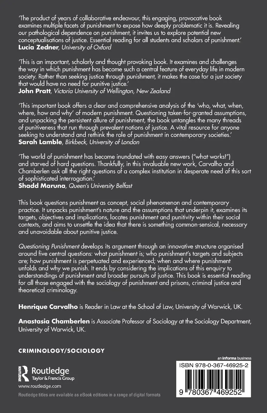 Rückseite: 9780367469252 | Questioning Punishment | Henrique Carvalho (u. a.) | Taschenbuch