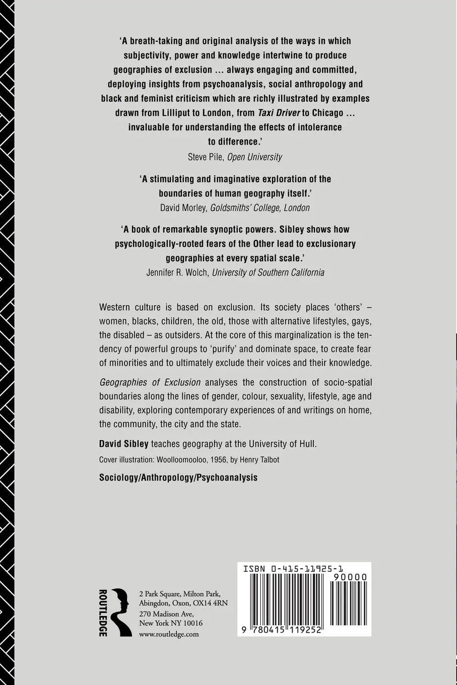 Rückseite: 9780415119252 | Geographies of Exclusion | Society and Difference in the West | Sibley