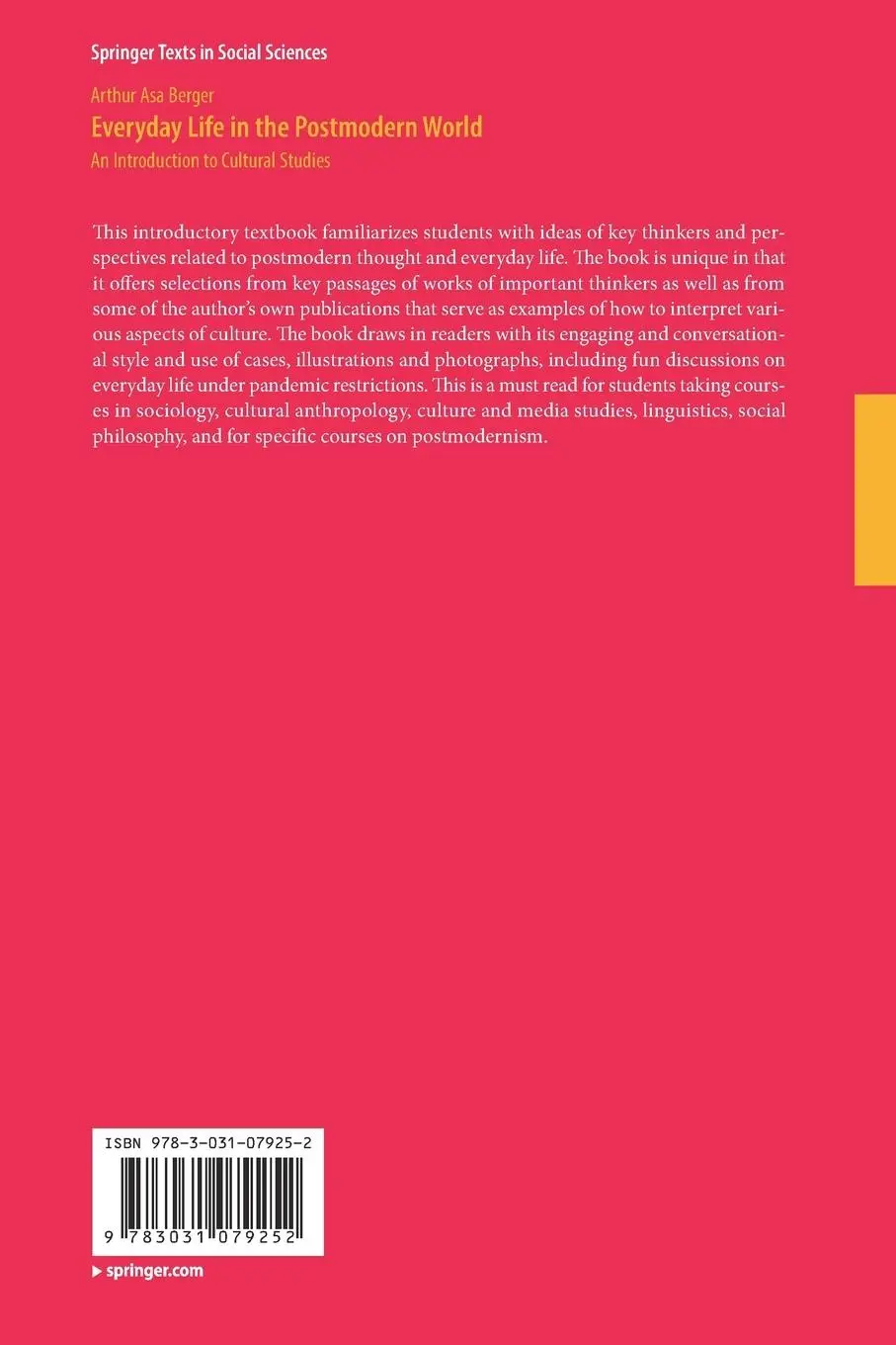 Rückseite: 9783031079252 | Everyday Life in the Postmodern World | Arthur Asa Berger | Buch