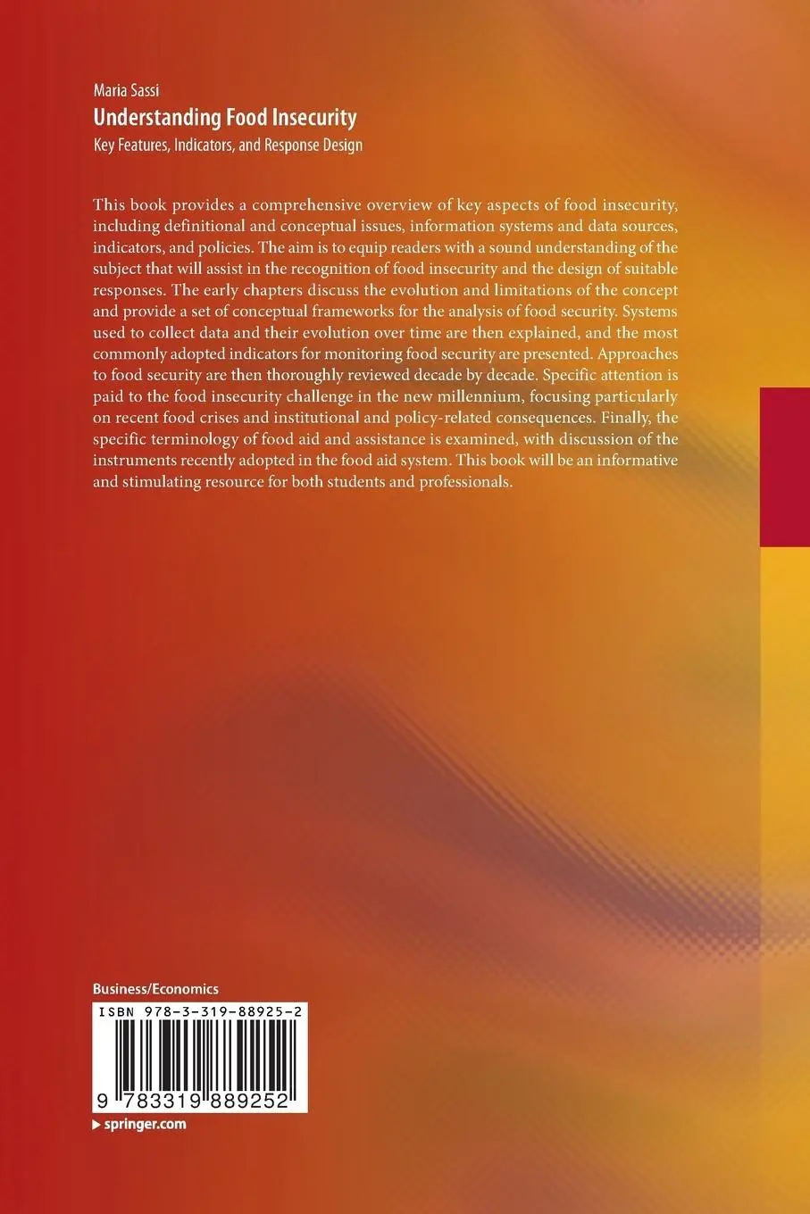 Rückseite: 9783319889252 | Understanding Food Insecurity | Maria Sassi | Taschenbuch | xiii