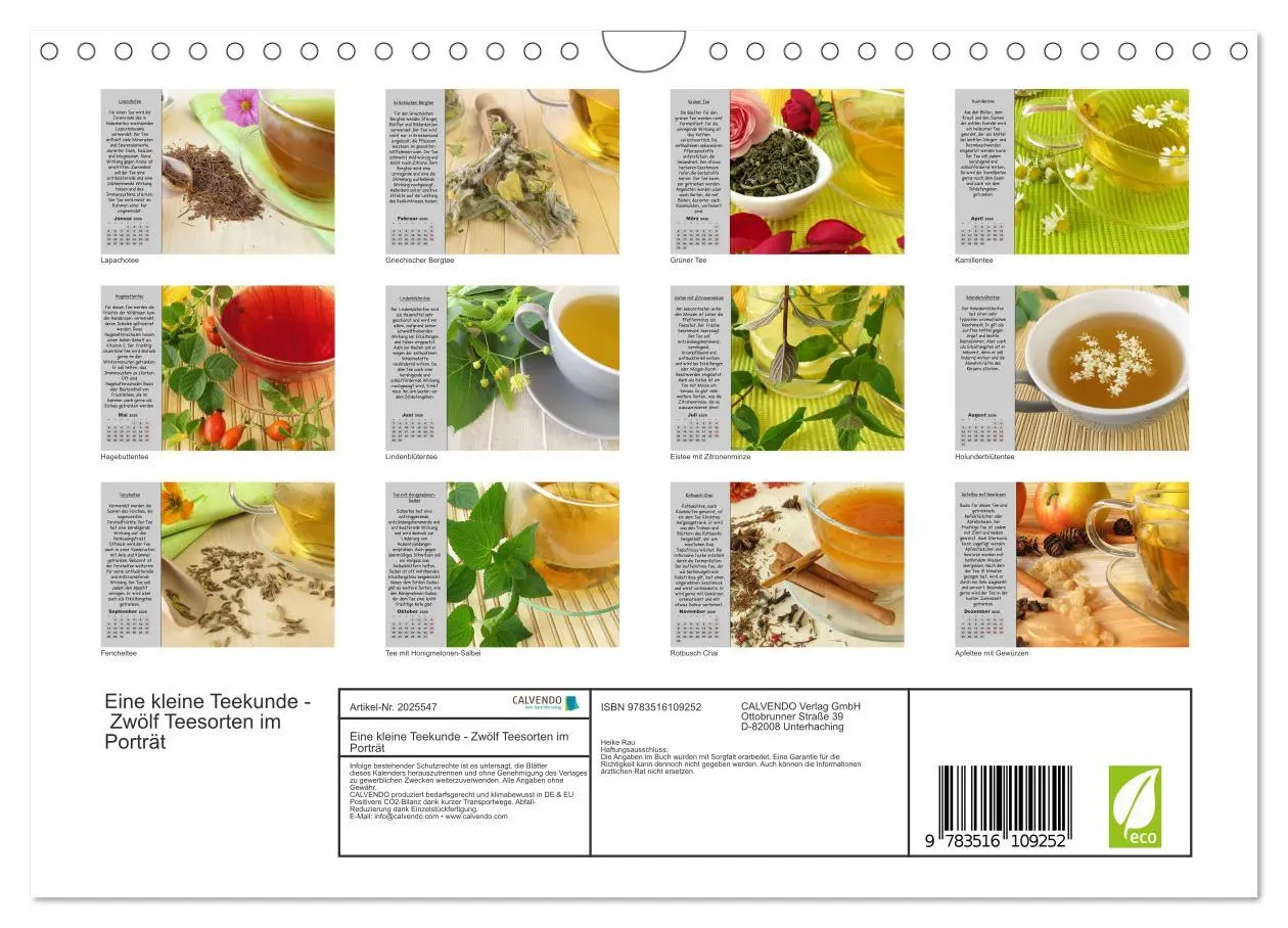 Bild: 9783516109252 | Eine kleine Teekunde - Zwölf Teesorten im Porträt (Wandkalender...