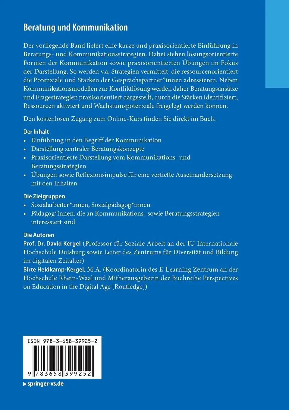 Rückseite: 9783658399252 | Beratung und Kommunikation | Birte Heidkamp-Kergel (u. a.) | Bundle