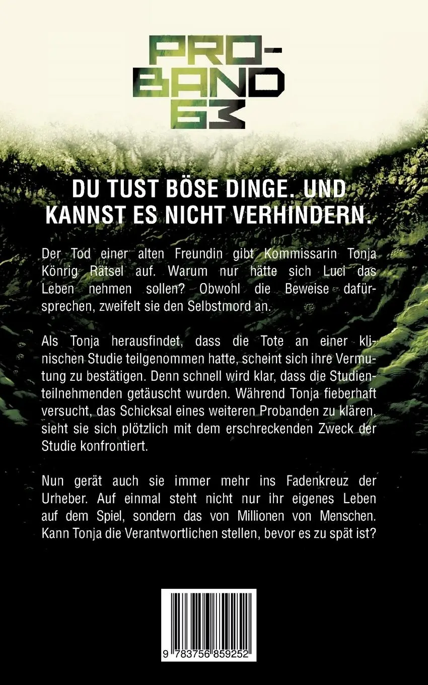 Rückseite: 9783756859252 | Proband 63 | Sascha Braun | Taschenbuch | Paperback | 282 S. | Deutsch