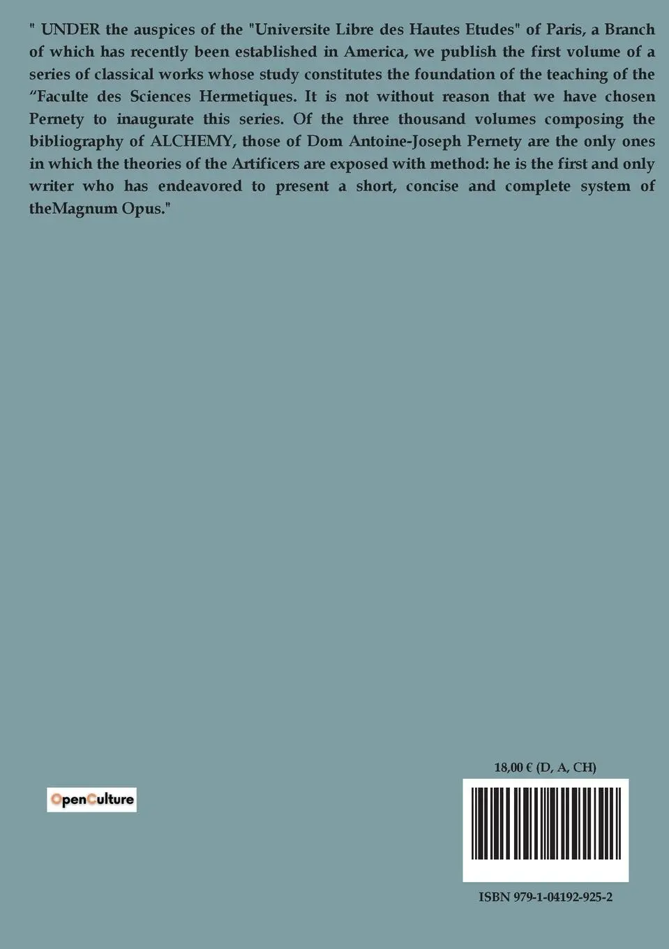 Rückseite: 9791041929252 | The Great Art | Antoine-Joseph Pernety | Taschenbuch | Philosophie