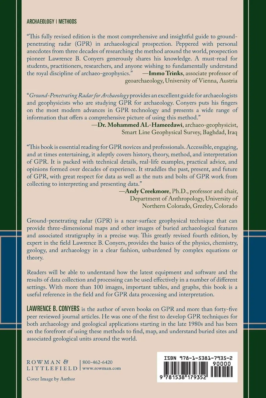 Rückseite: 9781538179352 | Ground-Penetrating Radar for Archaeology | Lawrence B. Conyers | Buch