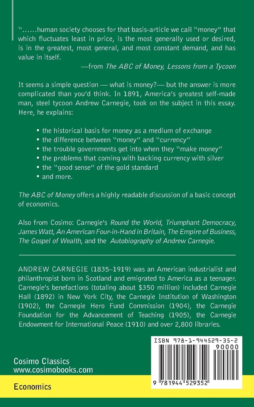 Rückseite: 9781944529352 | The ABC of Money | Lessons from a Tycoon | Andrew Carnegie | Buch