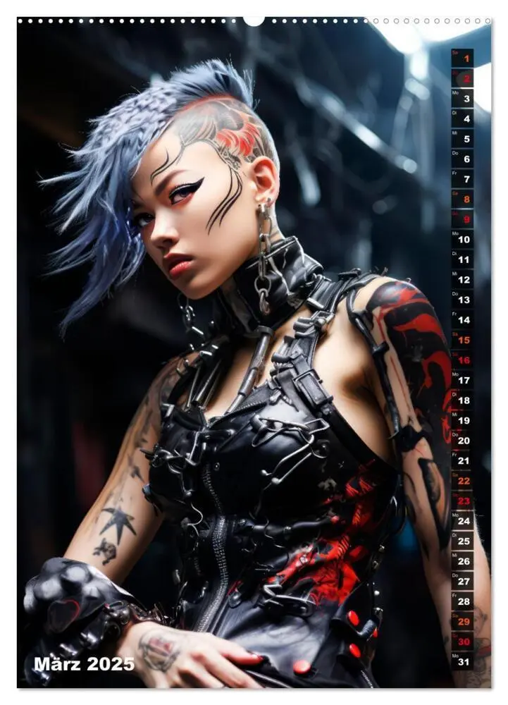 Bild: 9783435849352 | ROCKERINNEN Cyber, Goth, Punk und mehr (Wandkalender 2025 DIN A2...