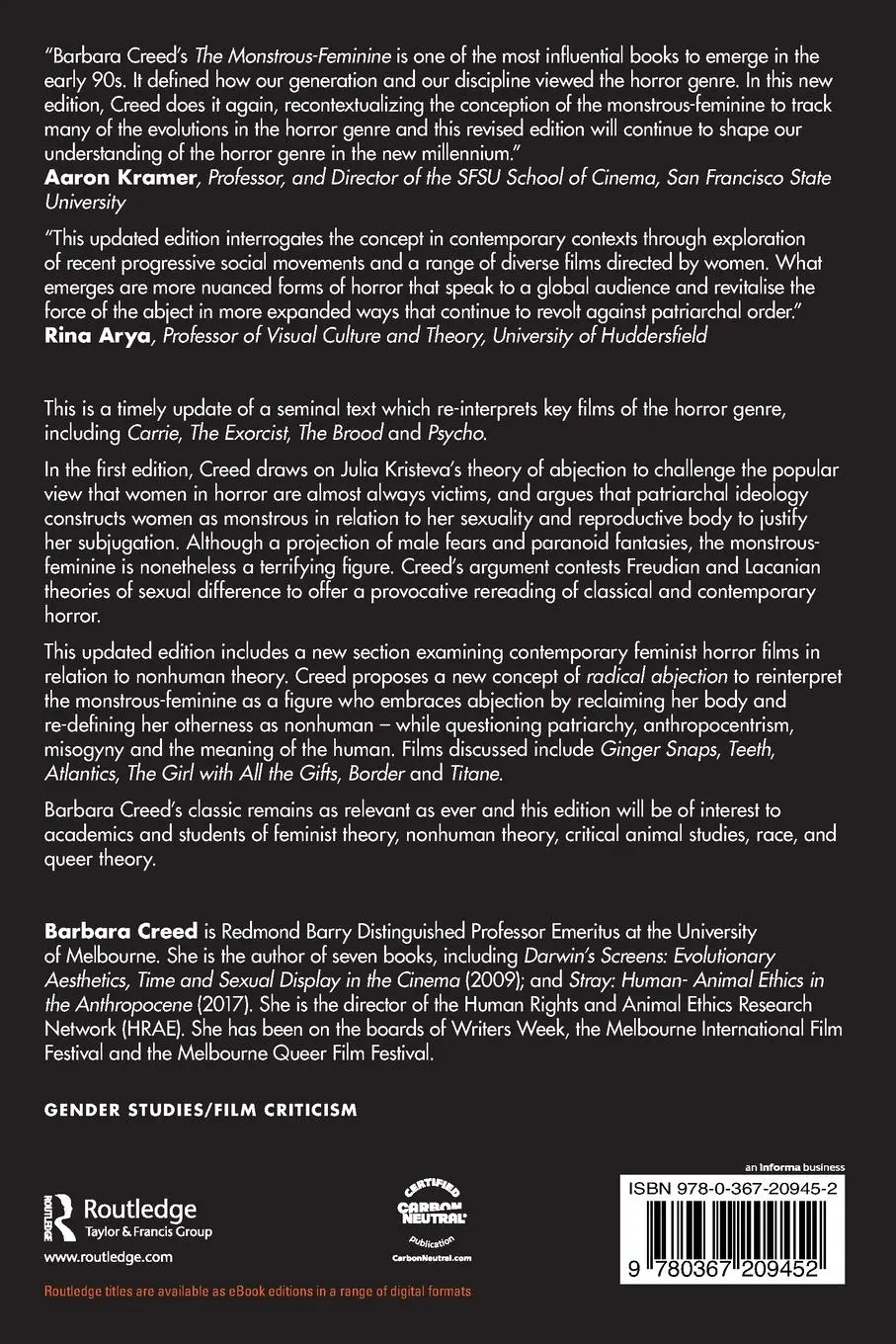 Rückseite: 9780367209452 | The Monstrous-Feminine | Film, Feminism, Psychoanalysis | Creed | Buch