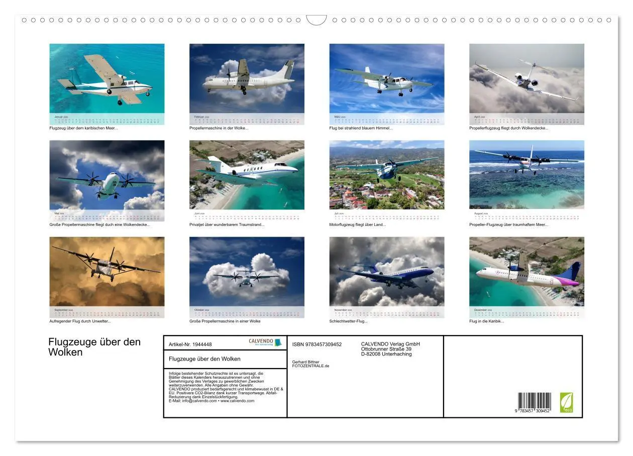 Bild: 9783457309452 | Flugzeuge über den Wolken (Wandkalender 2026 DIN A2 quer), CALVENDO...