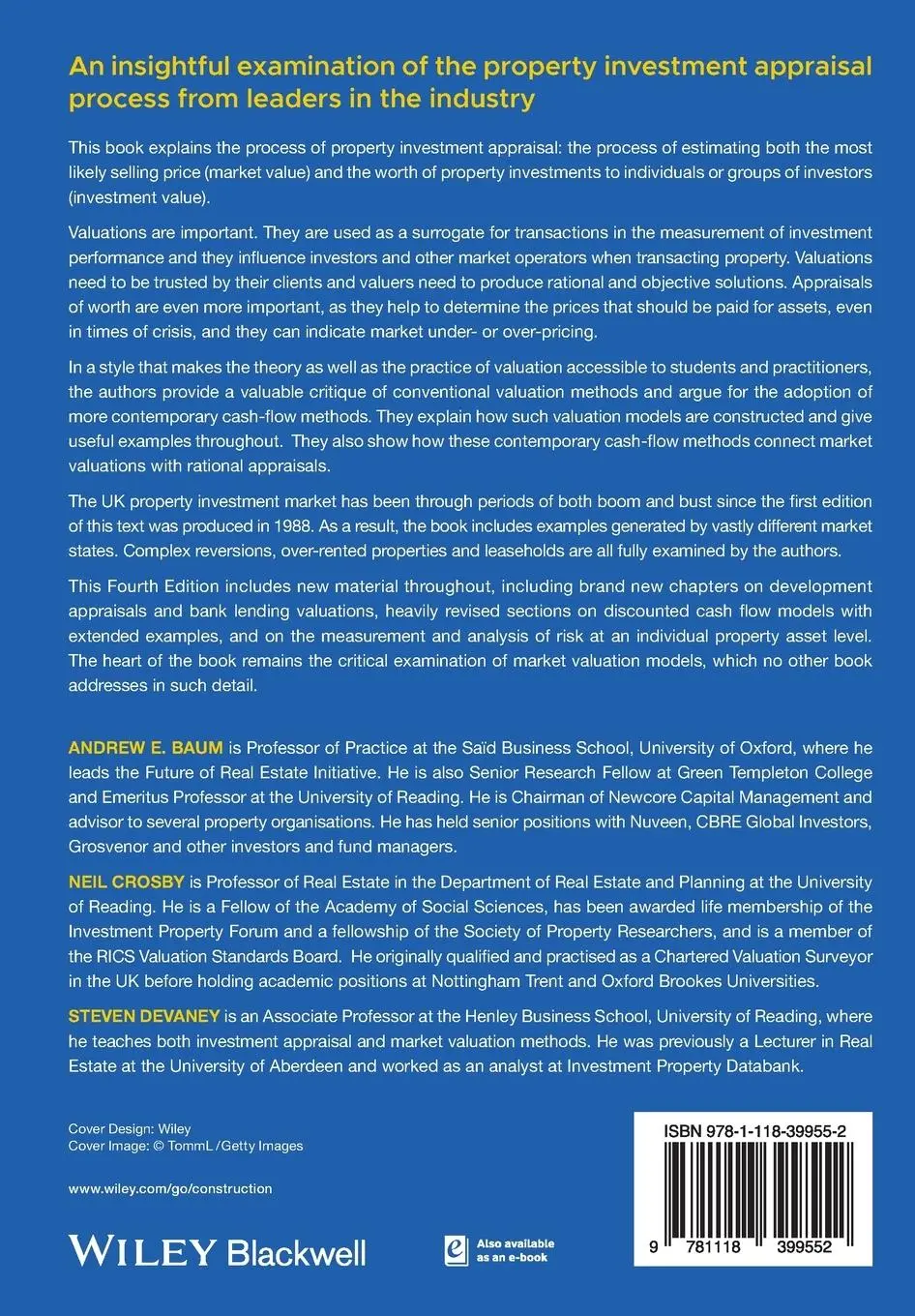 Rückseite: 9781118399552 | Property Investment Appraisal | Andrew E. Baum (u. a.) | Taschenbuch