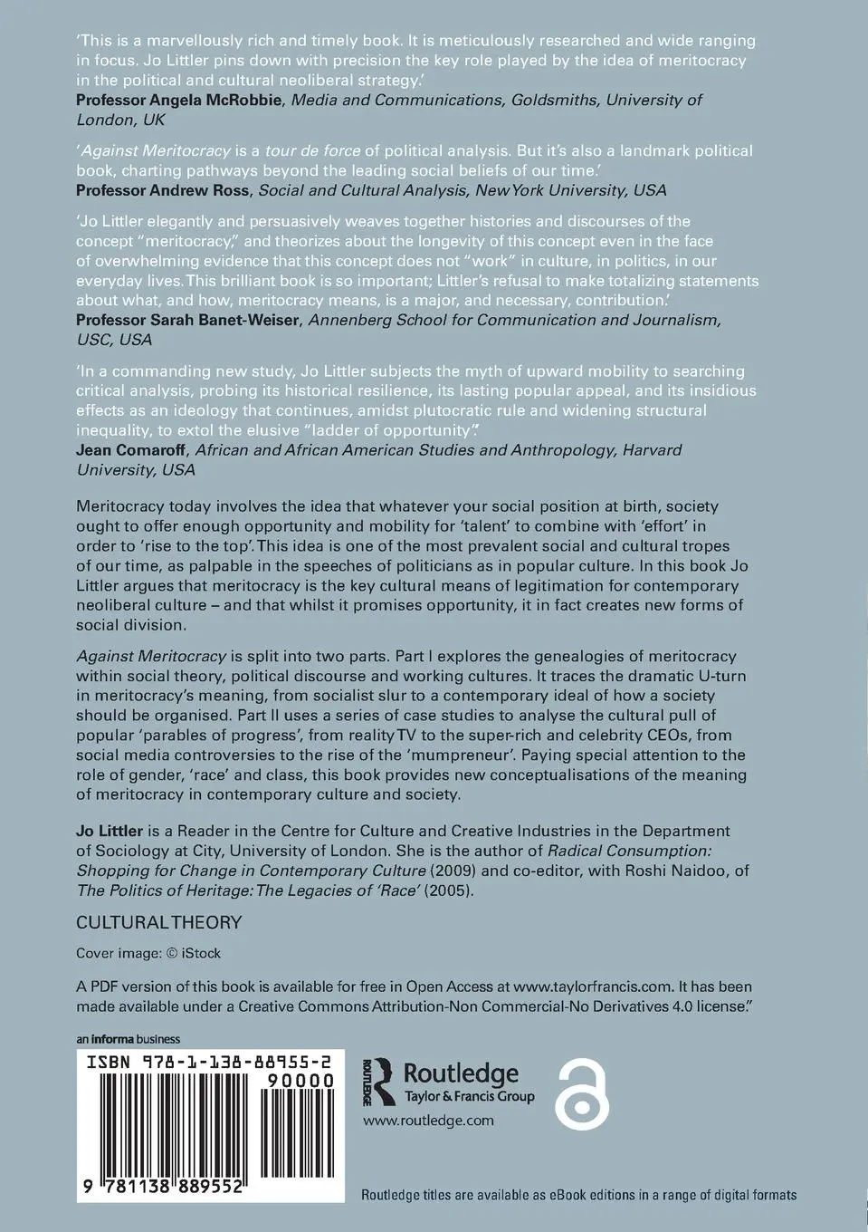 Rückseite: 9781138889552 | Against Meritocracy | Culture, power and myths of mobility | Littler