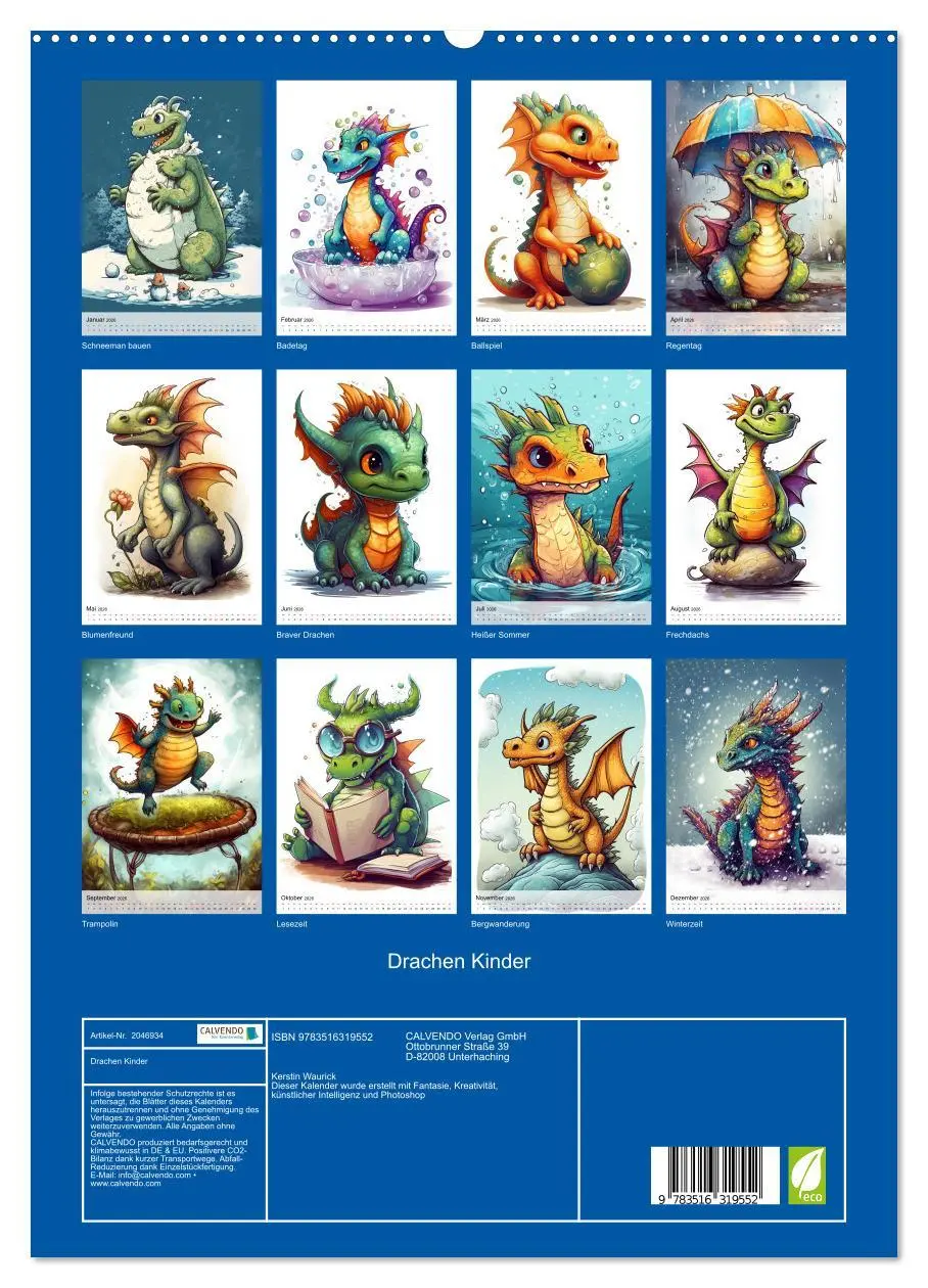 Bild: 9783516319552 | Drachen Kinder (hochwertiger Premium Wandkalender 2026 DIN A2...