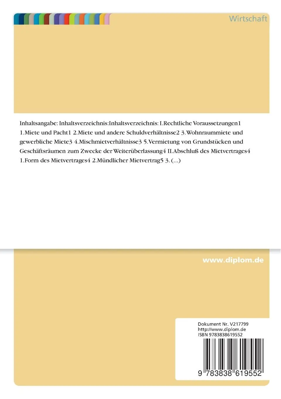 Rückseite: 9783838619552 | Gewerbliches Miet- und Pachtrecht | Gerhard Strahl | Taschenbuch