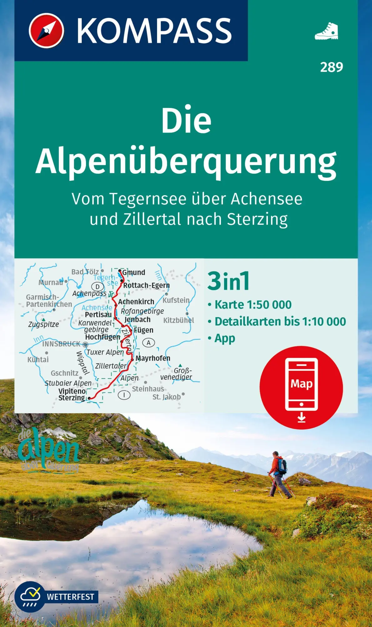 Cover: 9783991219552 | KOMPASS Wanderkarte 289 Die Alpenüberquerung - vom Tegernsee über...