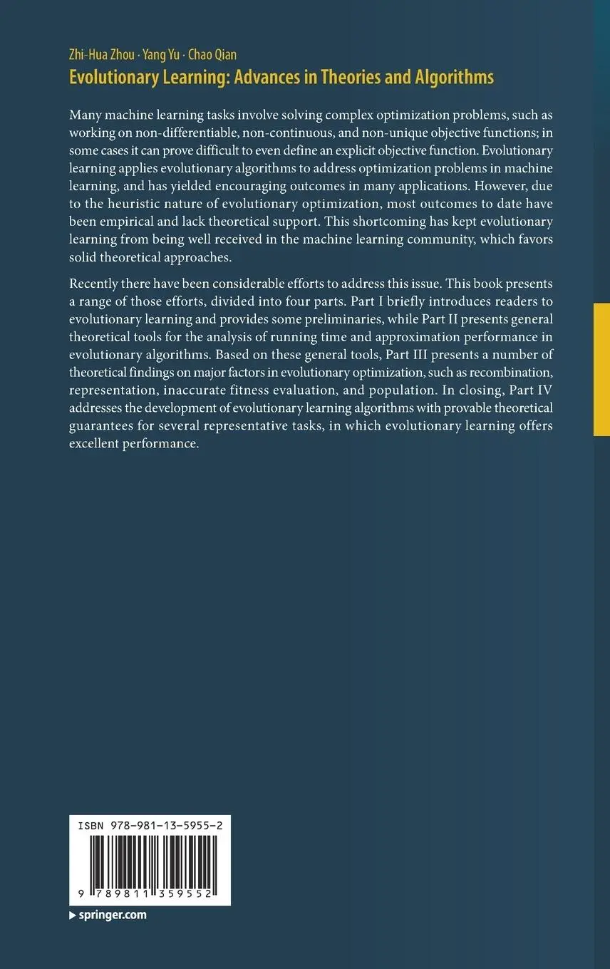 Rückseite: 9789811359552 | Evolutionary Learning: Advances in Theories and Algorithms | Buch