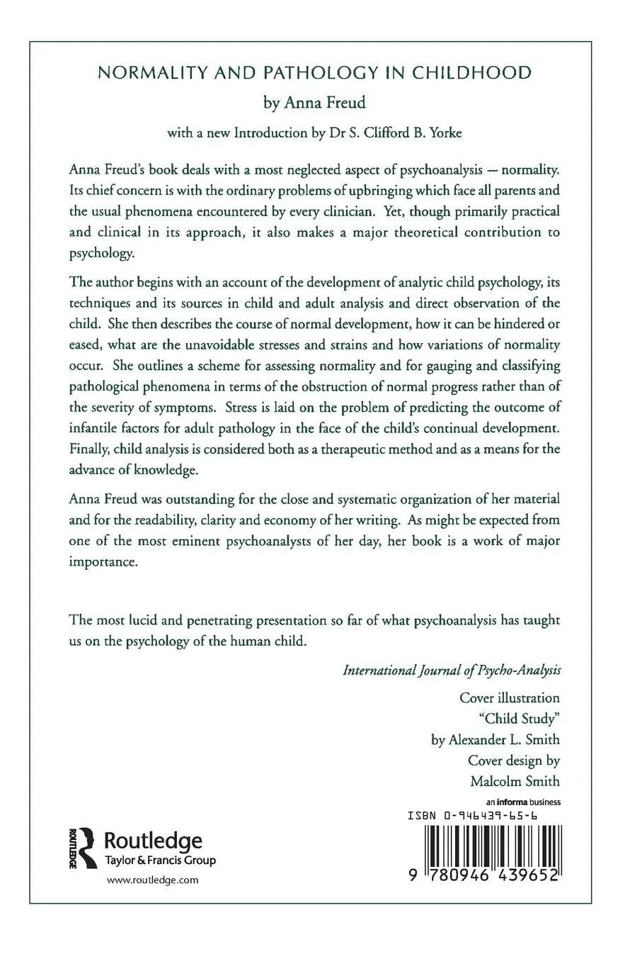 Rückseite: 9780946439652 | Normality and Pathology in Childhood | Assessments of Development