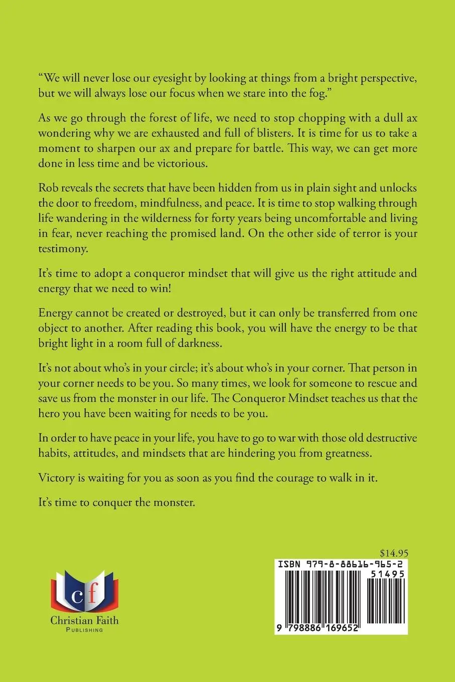 Rückseite: 9798886169652 | Conqueror Mindset | Conquer the Monster | Robert Conqueror Roberts