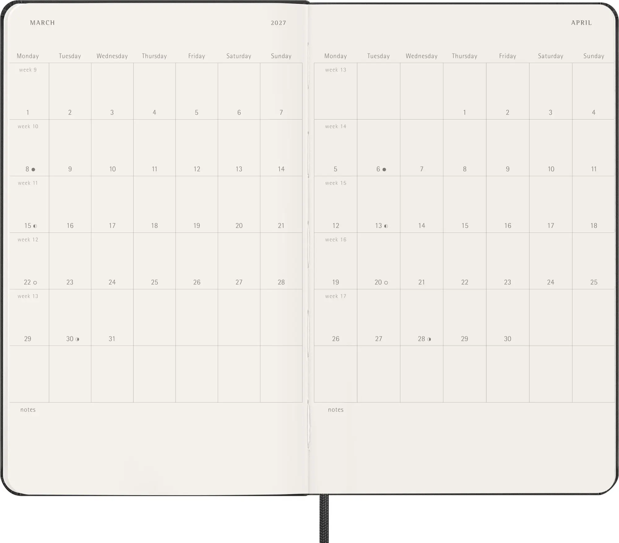 Bild: 8056999279752 | Moleskine 12 Monate Wochenkalender 2027, Large/A5, 1 Wo = 2 Seiten,...