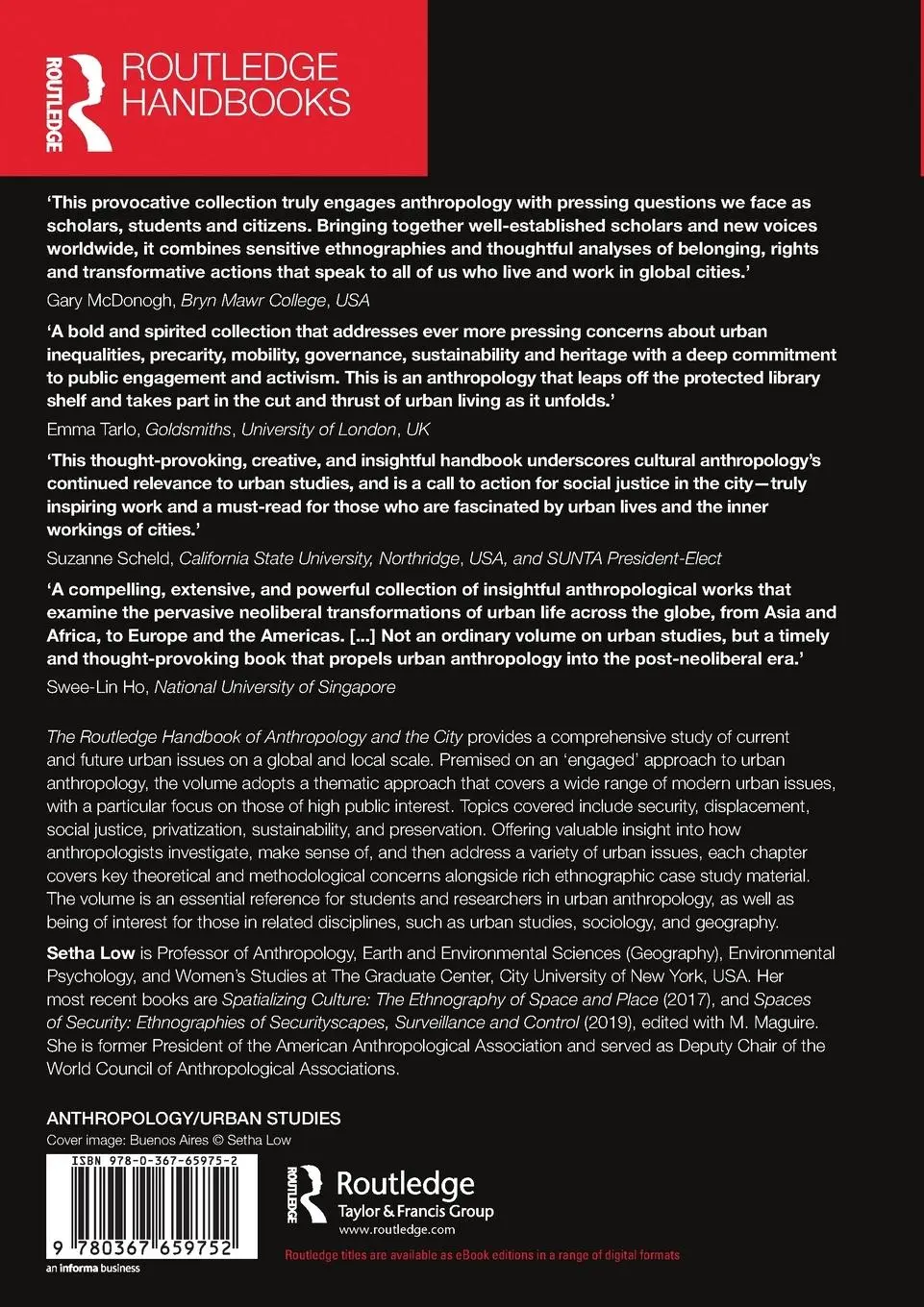 Rückseite: 9780367659752 | The Routledge Handbook of Anthropology and the City | Setha Low | Buch